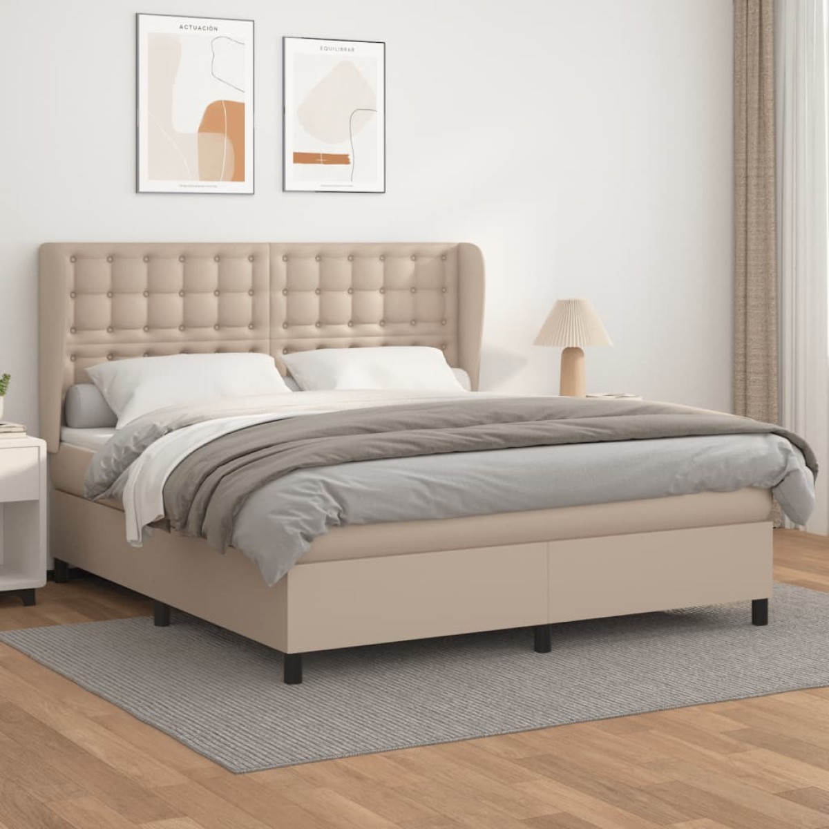 vidaXL Κρεβάτι Boxspring με Στρώμα Καπουτσίνο 160x200εκ.από Συνθ.Δέρμα