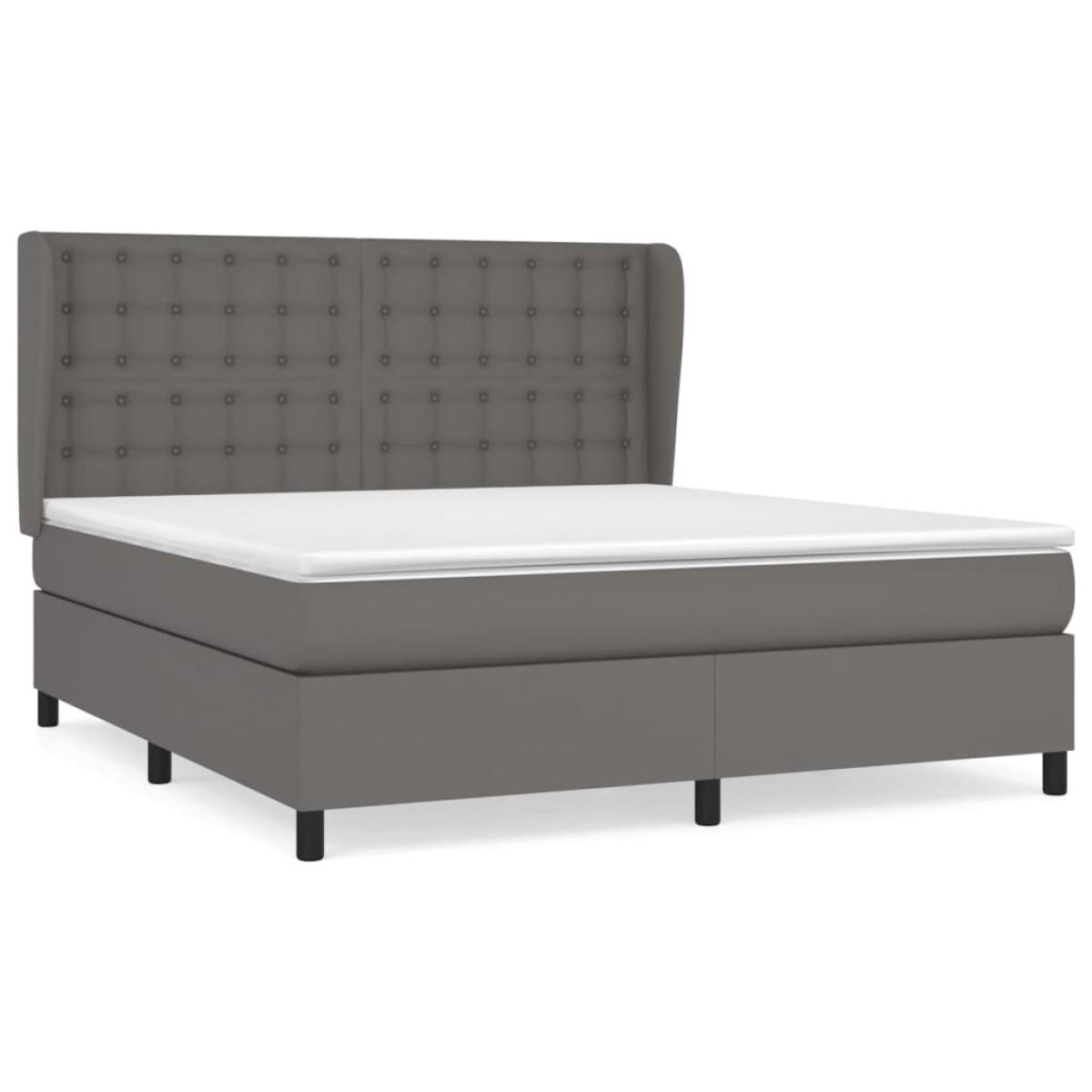 vidaXL Κρεβάτι Boxspring με Στρώμα Γκρι 180x200 εκ. Συνθετικό Δέρμα