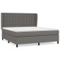 vidaXL Κρεβάτι Boxspring με Στρώμα Γκρι 180x200 εκ. Συνθετικό Δέρμα