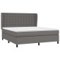 vidaXL Κρεβάτι Boxspring με Στρώμα Γκρι 180x200 εκ. Συνθετικό Δέρμα