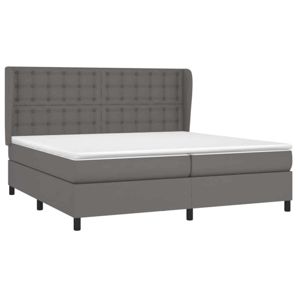 vidaXL Κρεβάτι Boxspring με Στρώμα Γκρι 200x200 εκ. Συνθετικό Δέρμα