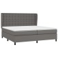 vidaXL Κρεβάτι Boxspring με Στρώμα Γκρι 200x200 εκ. Συνθετικό Δέρμα