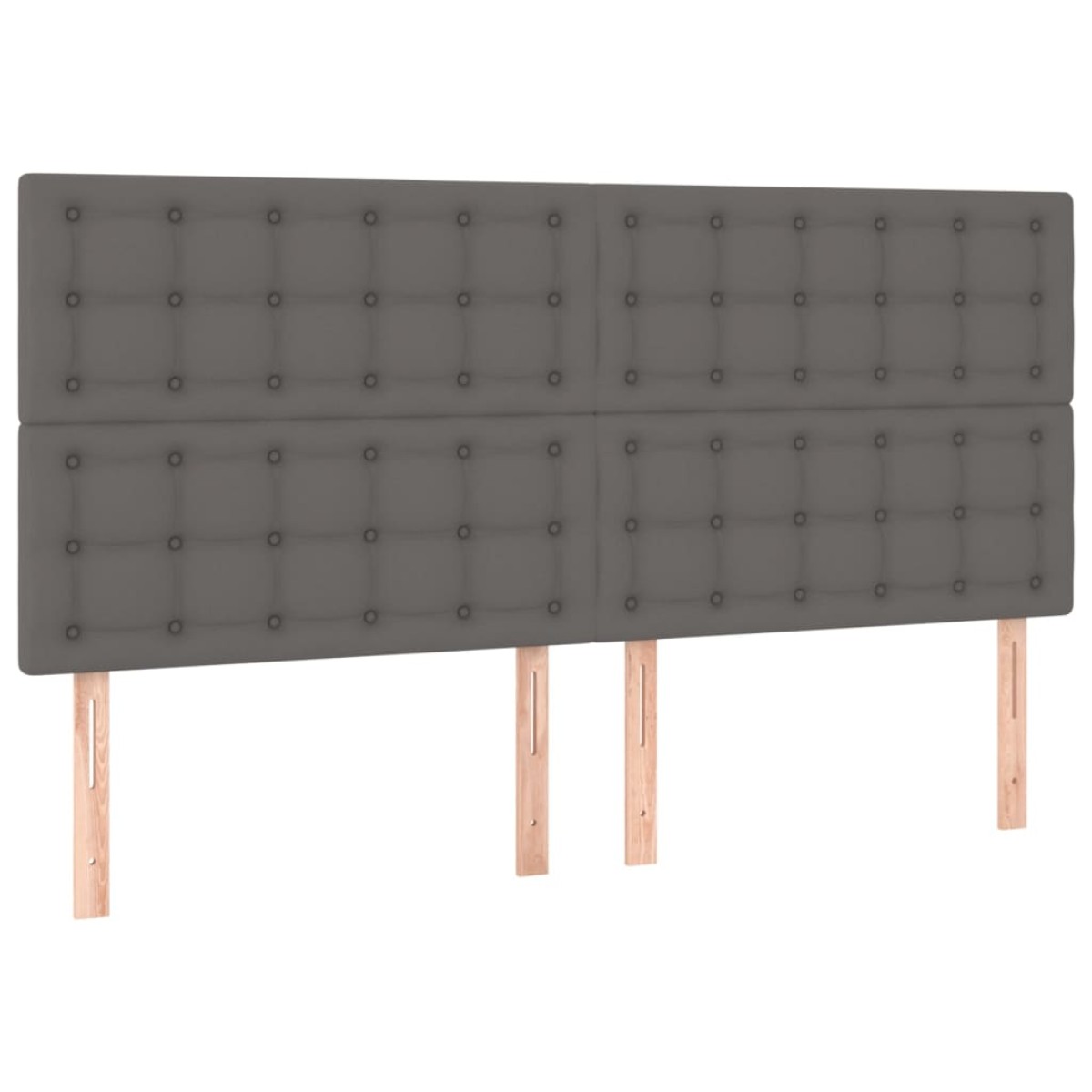 vidaXL Κρεβάτι Boxspring με Στρώμα Γκρι 200x200 εκ. Συνθετικό Δέρμα