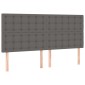 vidaXL Κρεβάτι Boxspring με Στρώμα Γκρι 200x200 εκ. Συνθετικό Δέρμα