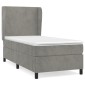 vidaXL Κρεβάτι Boxspring με Στρώμα Ανοιχτό Γκρι 100x200 εκ. Βελούδινο