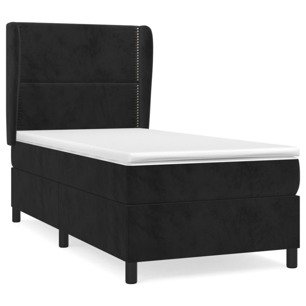 vidaXL Κρεβάτι Boxspring με Στρώμα Μαύρο 80 x 200 εκ. Βελούδινο
