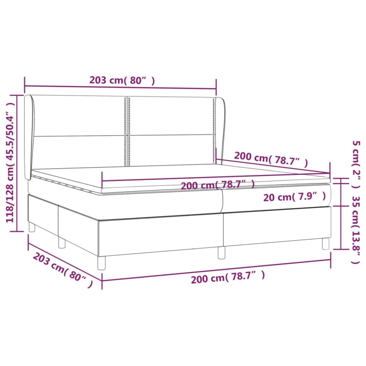 vidaXL Κρεβάτι Boxspring με Στρώμα Σκούρο Γκρι 200x200 εκ. Βελούδινο