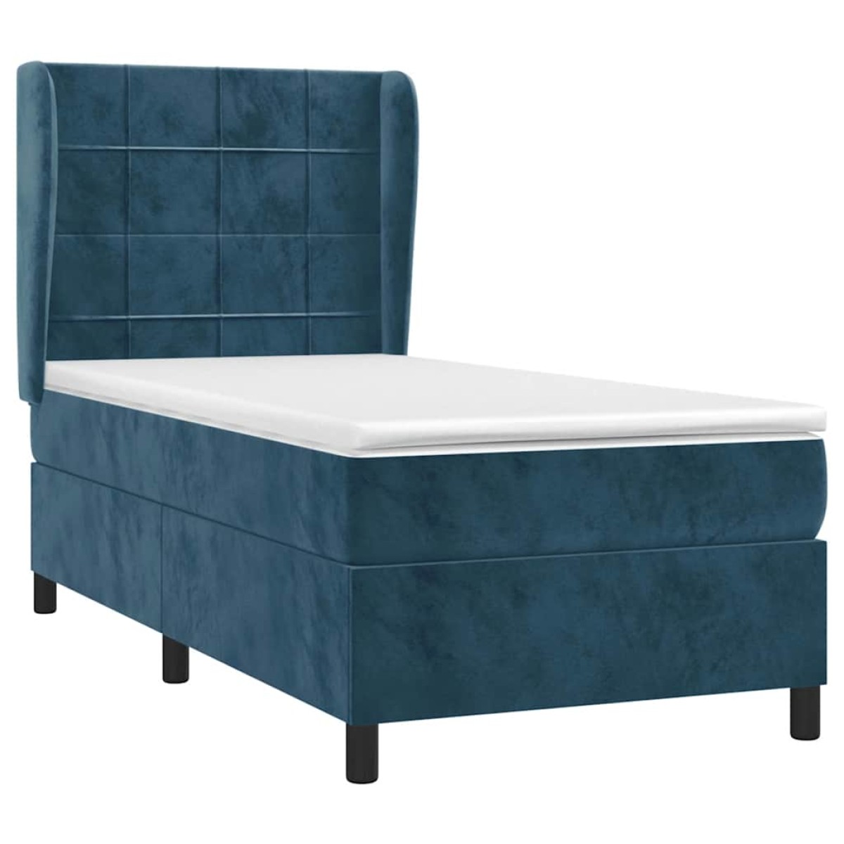 vidaXL Κρεβάτι Boxspring με Στρώμα Σκούρο Μπλε 90x200 εκ. Βελούδινο