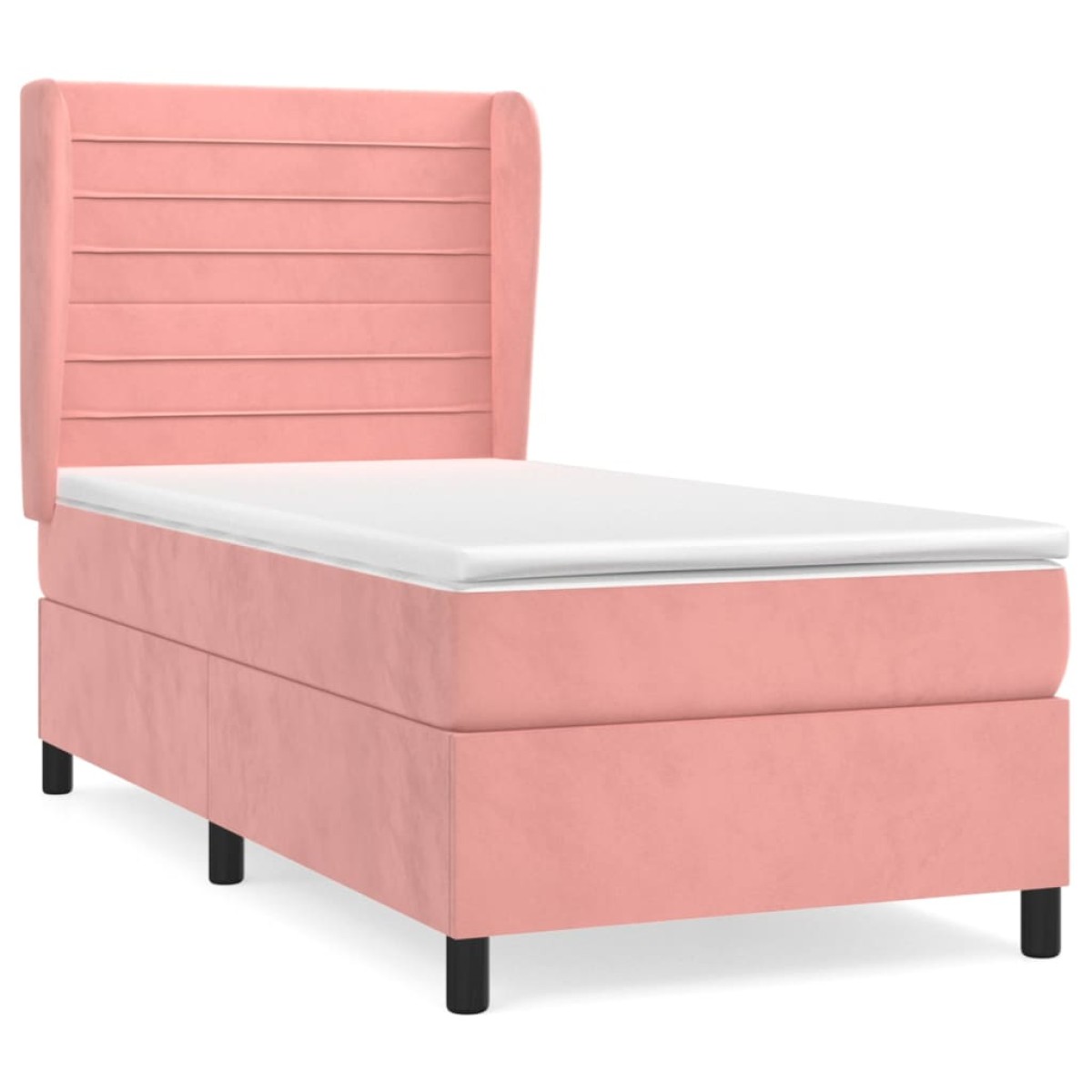 vidaXL Κρεβάτι Boxspring με Στρώμα Ροζ 80 x 200 εκ. Βελούδινο