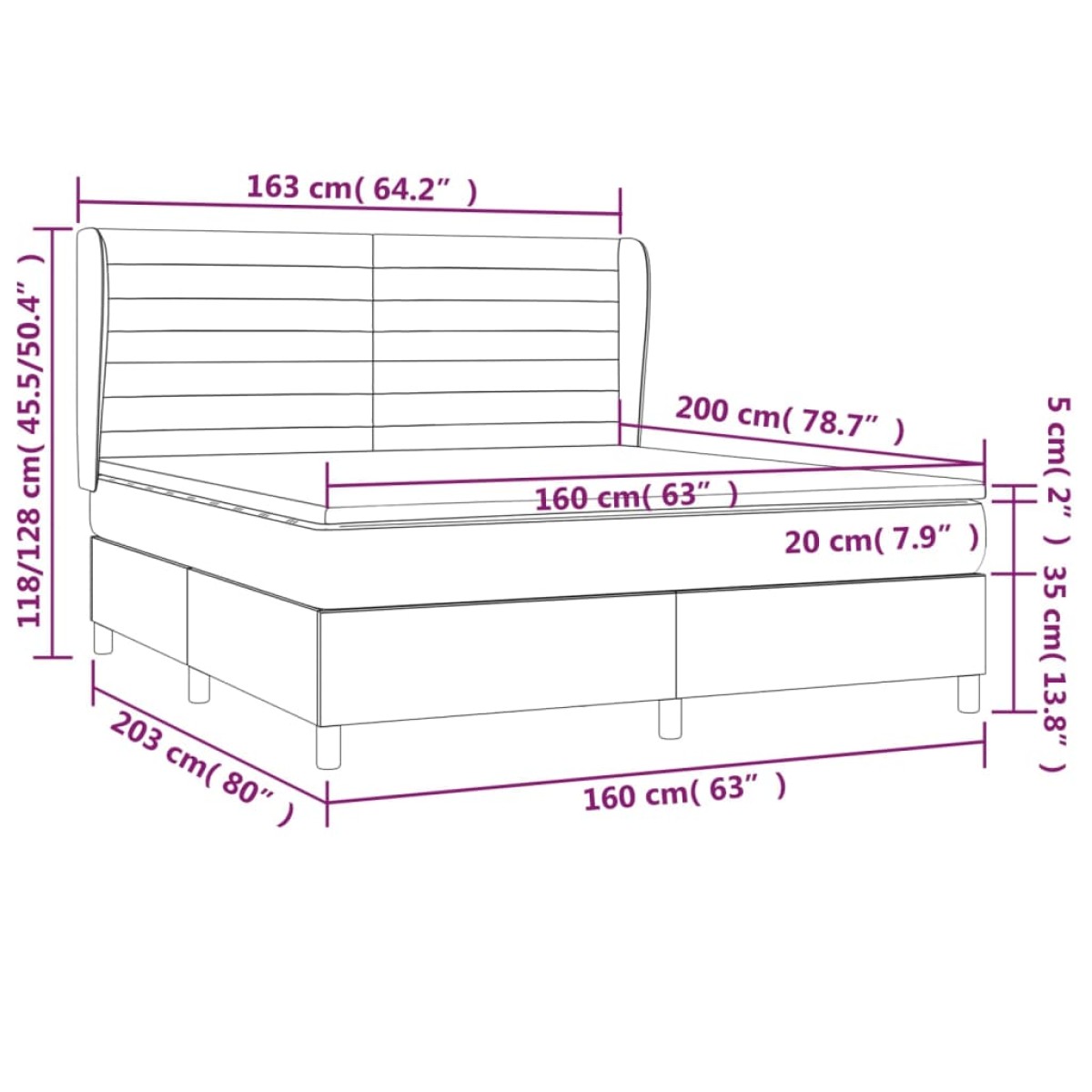 vidaXL Κρεβάτι Boxspring με Στρώμα Ροζ 160x200 εκ. Βελούδινο