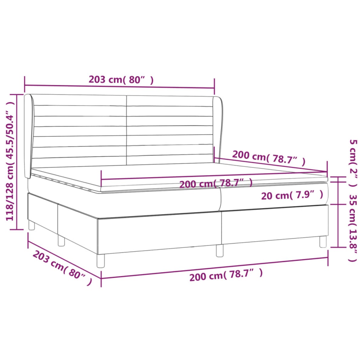 vidaXL Κρεβάτι Boxspring με Στρώμα Μαύρο 200x200 εκ. Βελούδινο