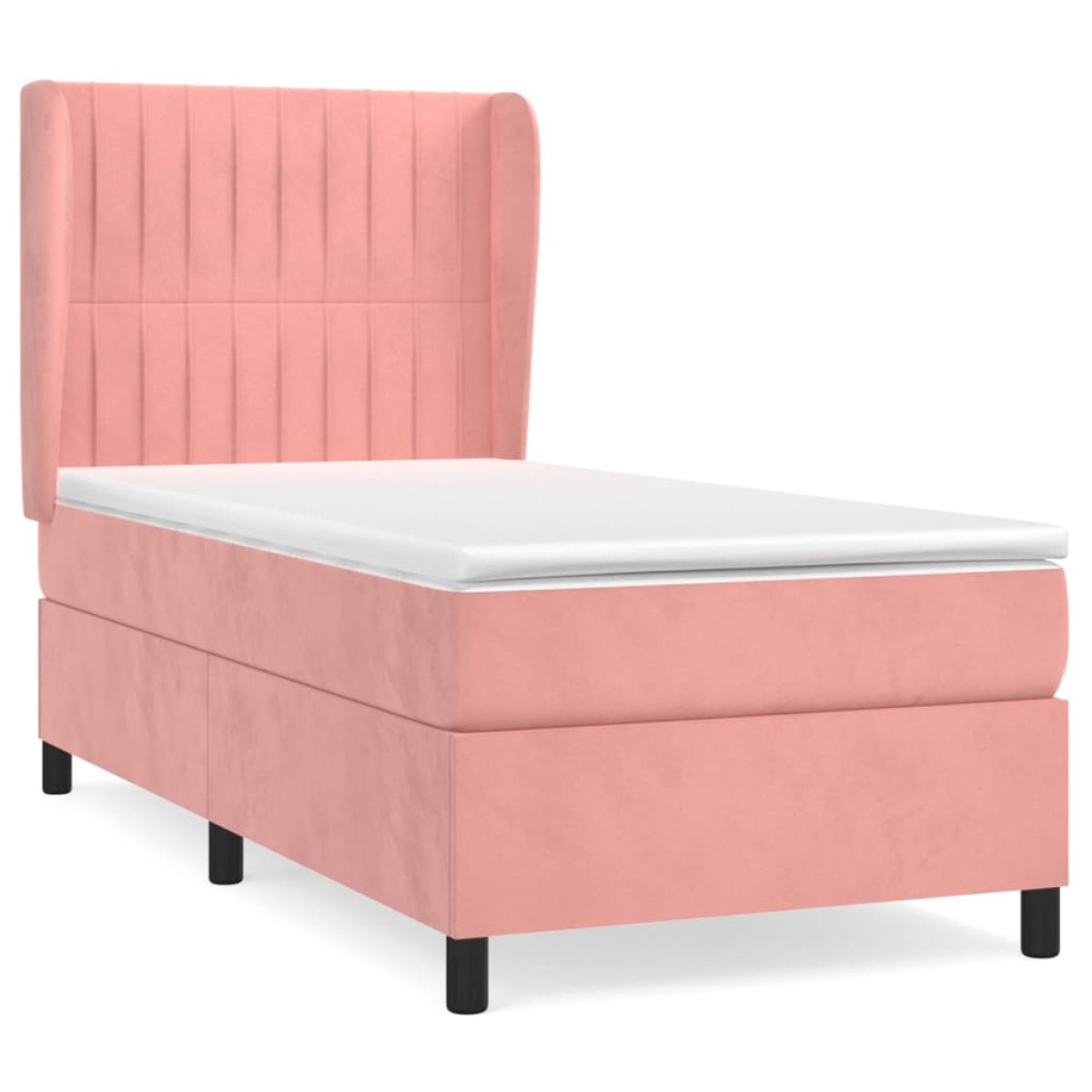 vidaXL Κρεβάτι Boxspring με Στρώμα Ροζ 80 x 200 εκ. Βελούδινο