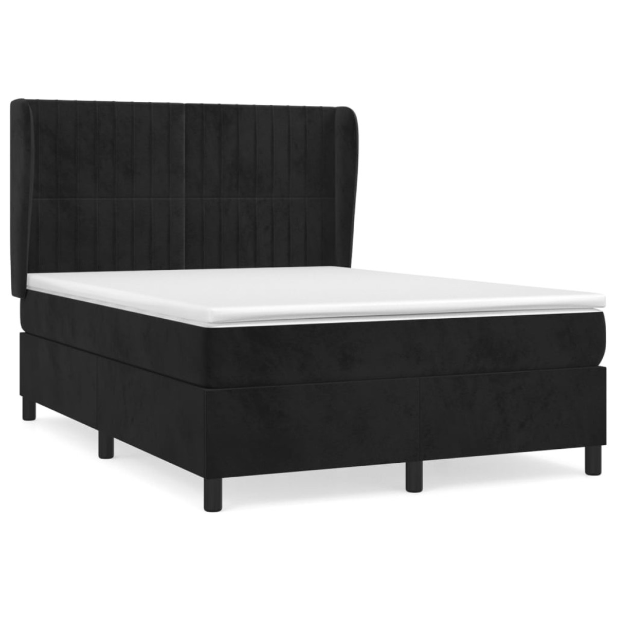 vidaXL Κρεβάτι Boxspring με Στρώμα Μαύρο 140x190 εκ. Βελούδινο