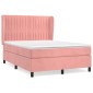 vidaXL Κρεβάτι Boxspring με Στρώμα Ροζ 140x190 εκ. Βελούδινο