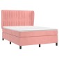 vidaXL Κρεβάτι Boxspring με Στρώμα Ροζ 140x190 εκ. Βελούδινο