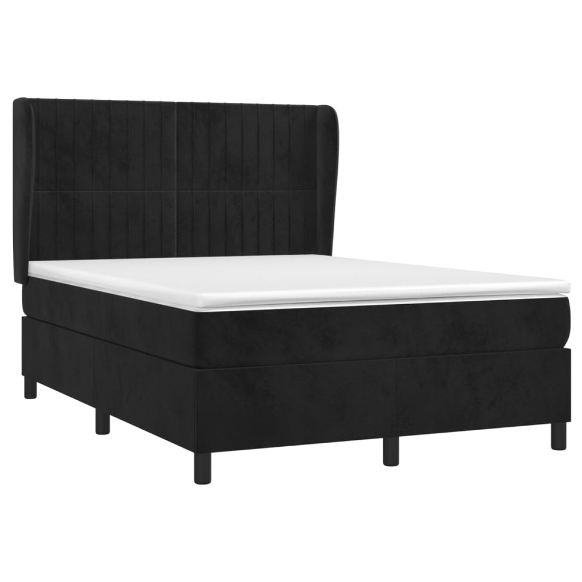 vidaXL Κρεβάτι Boxspring με Στρώμα Μαύρο 140x200 εκ. Βελούδινο