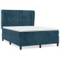 vidaXL Κρεβάτι Boxspring με Στρώμα Σκούρο Μπλε 140x200 εκ. Βελούδινο