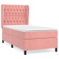 vidaXL Κρεβάτι Boxspring με Στρώμα Ροζ 80 x 200 εκ. Βελούδινο