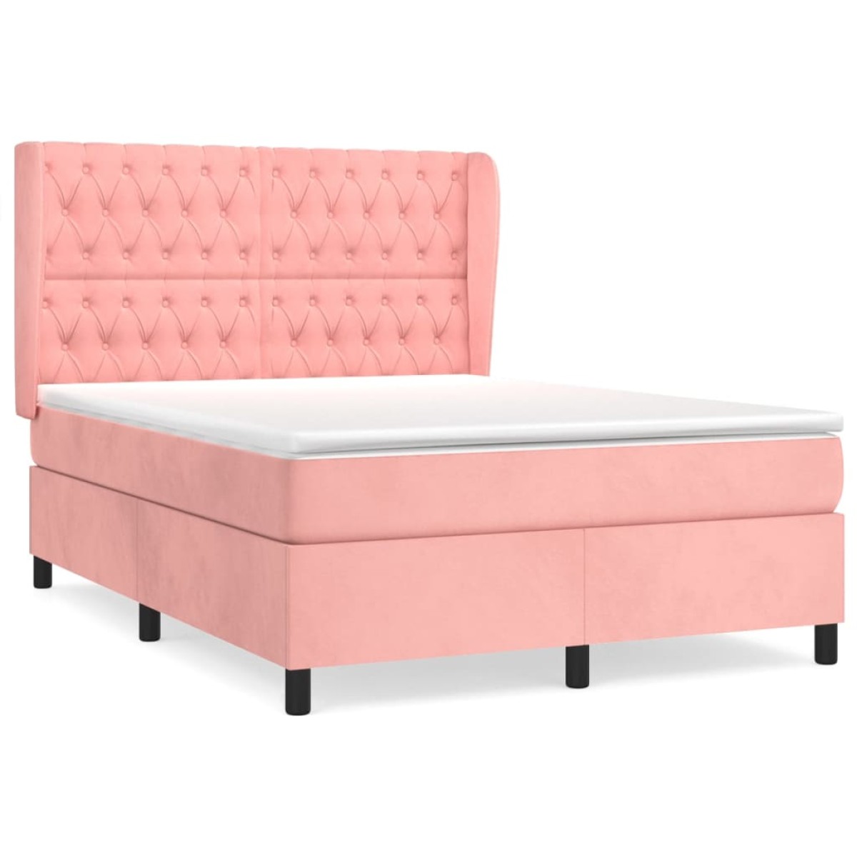 vidaXL Κρεβάτι Boxspring με Στρώμα Ροζ 140x190 εκ. Βελούδινο