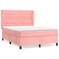 vidaXL Κρεβάτι Boxspring με Στρώμα Ροζ 140x190 εκ. Βελούδινο