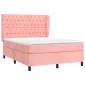 vidaXL Κρεβάτι Boxspring με Στρώμα Ροζ 140x190 εκ. Βελούδινο