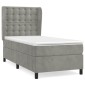 vidaXL Κρεβάτι Boxspring με Στρώμα Ανοιχτό Γκρι 100x200 εκ. Βελούδινο
