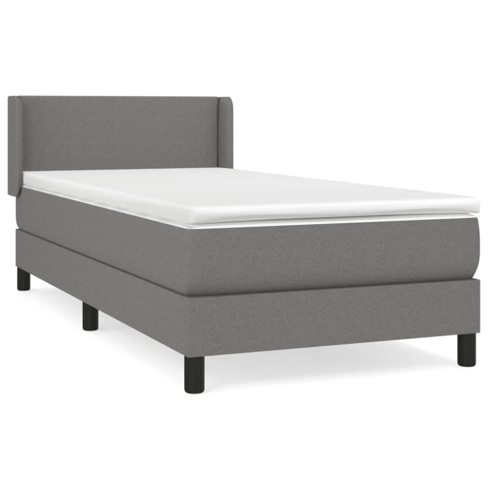 vidaXL Κρεβάτι Boxspring με Στρώμα Σκούρο Γκρι 100x200 εκ. Υφασμάτινο