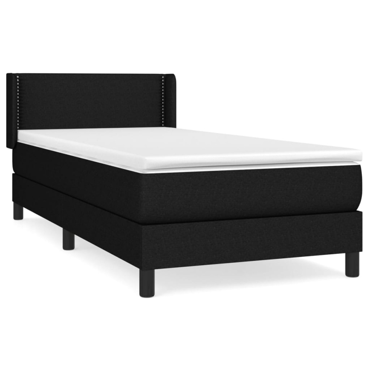 vidaXL Κρεβάτι Boxspring με Στρώμα Μαύρο 90x190 εκ.Υφασμάτινο