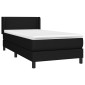 vidaXL Κρεβάτι Boxspring με Στρώμα Μαύρο 90x190 εκ.Υφασμάτινο