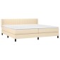 vidaXL Κρεβάτι Boxspring με Στρώμα Κρεμ 200x200 εκ. Υφασμάτινο