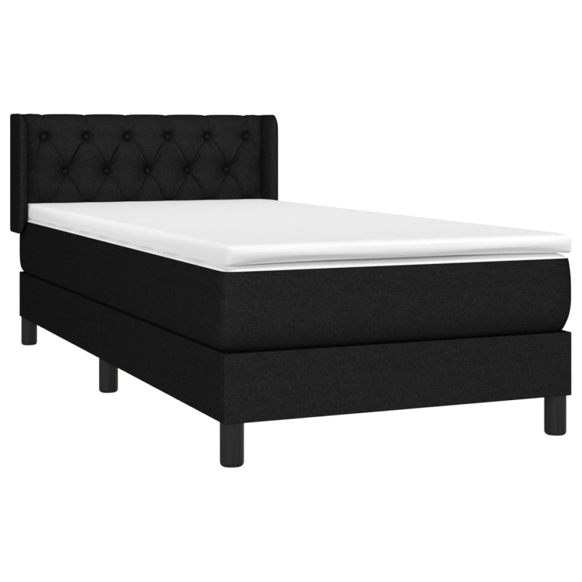 vidaXL Κρεβάτι Boxspring με Στρώμα Μαύρο 80 x 200 εκ. Υφασμάτινο