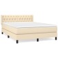 vidaXL Κρεβάτι Boxspring με Στρώμα Κρεμ 140x200 εκ. Υφασμάτινο