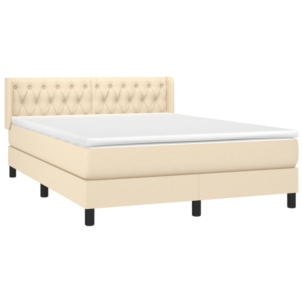 vidaXL Κρεβάτι Boxspring με Στρώμα Κρεμ 140x200 εκ. Υφασμάτινο
