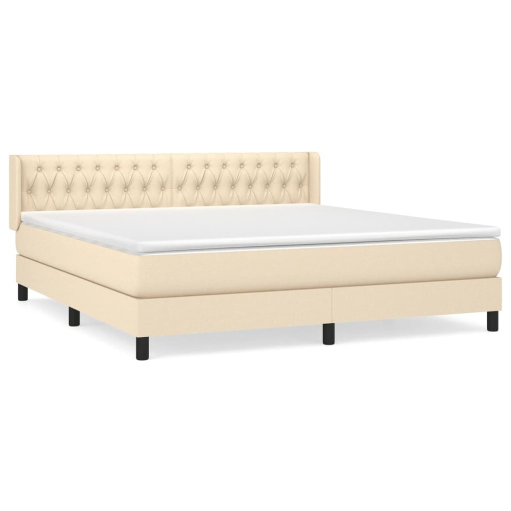 vidaXL Κρεβάτι Boxspring με Στρώμα Κρεμ 180x200 εκ. Υφασμάτινο