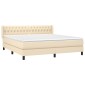 vidaXL Κρεβάτι Boxspring με Στρώμα Κρεμ 180x200 εκ. Υφασμάτινο