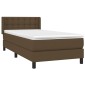 vidaXL Κρεβάτι Boxspring με Στρώμα Σκούρο Καφέ 90x200 εκ. Υφασμάτινο