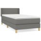 vidaXL Κρεβάτι Boxspring με Στρώμα Σκούρο Γκρι 90x190 εκ. Υφασμάτινο
