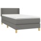 vidaXL Κρεβάτι Boxspring με Στρώμα Σκούρο Γκρι 90x190 εκ. Υφασμάτινο