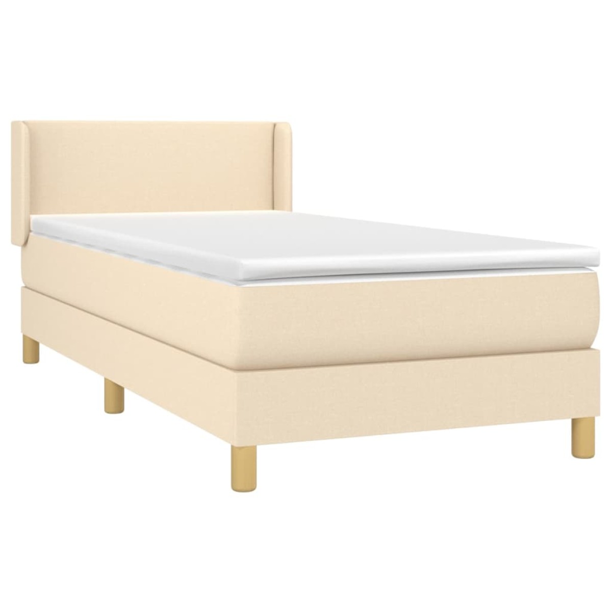 vidaXL Κρεβάτι Boxspring με Στρώμα Κρεμ 90x200 εκ.Υφασμάτινο