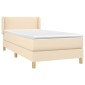 vidaXL Κρεβάτι Boxspring με Στρώμα Κρεμ 90x200 εκ.Υφασμάτινο