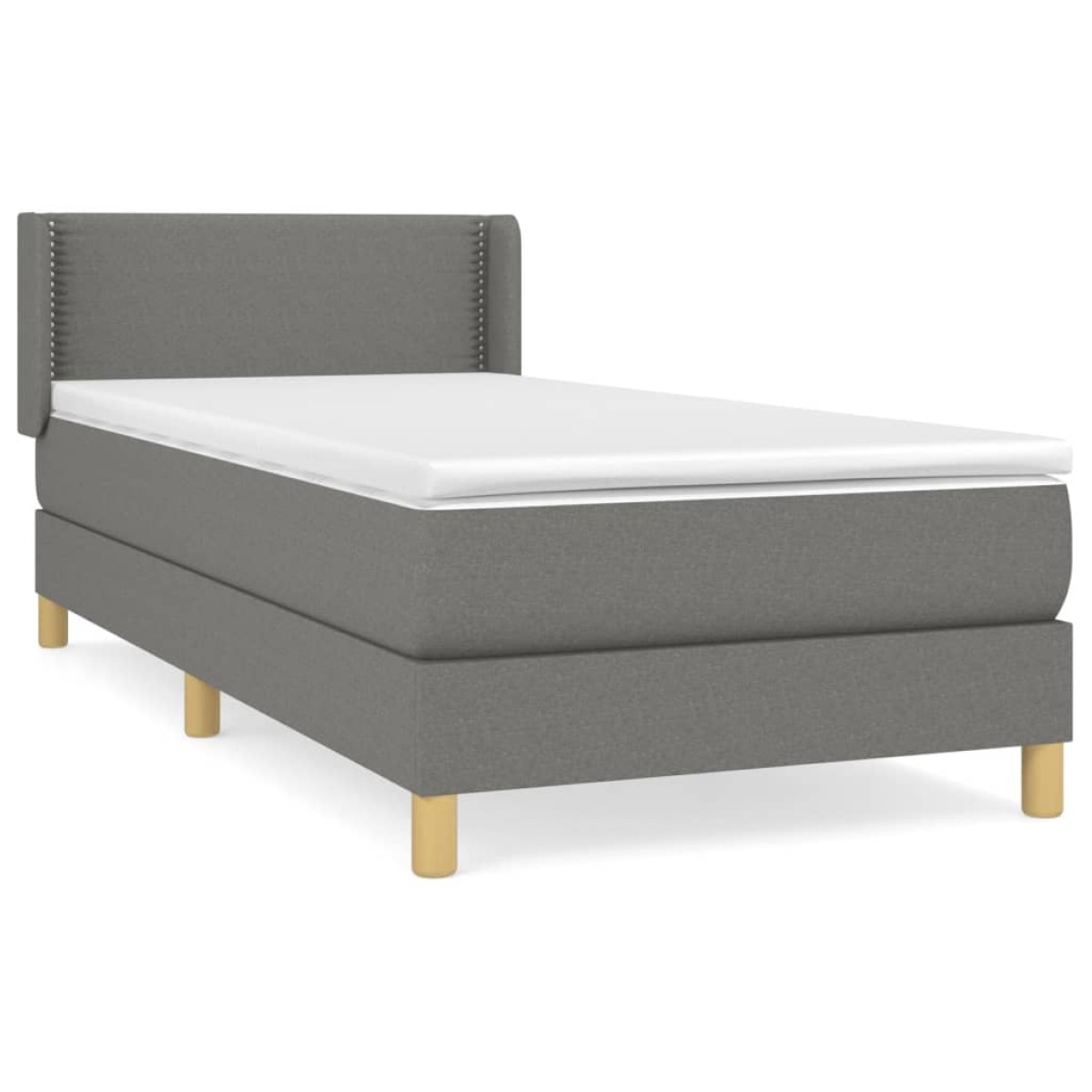 vidaXL Κρεβάτι Boxspring με Στρώμα Σκούρο Γκρι 90x200 εκ. Υφασμάτινο