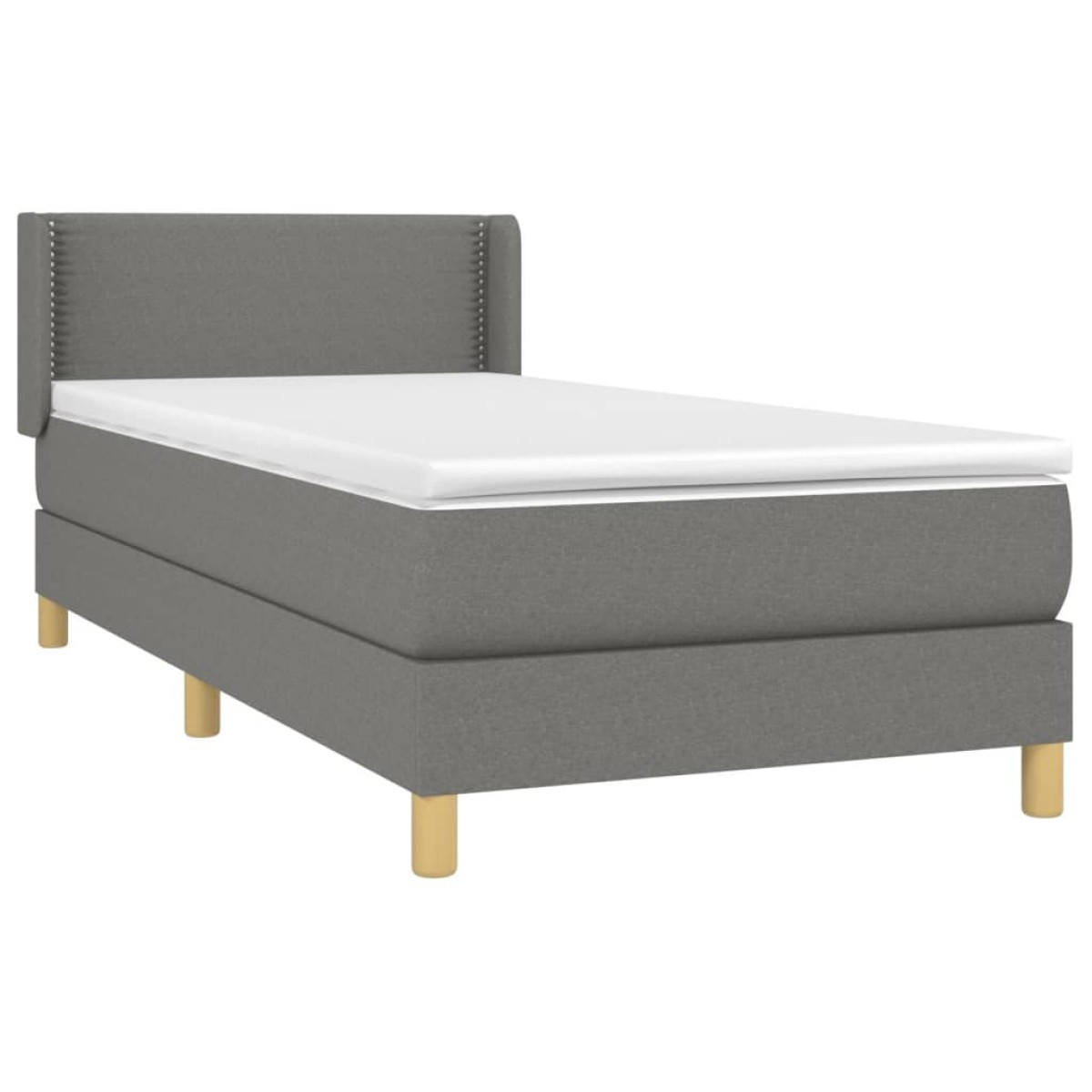 vidaXL Κρεβάτι Boxspring με Στρώμα Σκούρο Γκρι 90x200 εκ. Υφασμάτινο