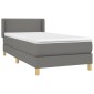 vidaXL Κρεβάτι Boxspring με Στρώμα Σκούρο Γκρι 90x200 εκ. Υφασμάτινο