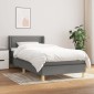 vidaXL Κρεβάτι Boxspring με Στρώμα Σκούρο Γκρι 90x200 εκ. Υφασμάτινο