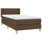 vidaXL Κρεβάτι Boxspring με Στρώμα Σκούρο Καφέ 90x190 εκ. Υφασμάτινο