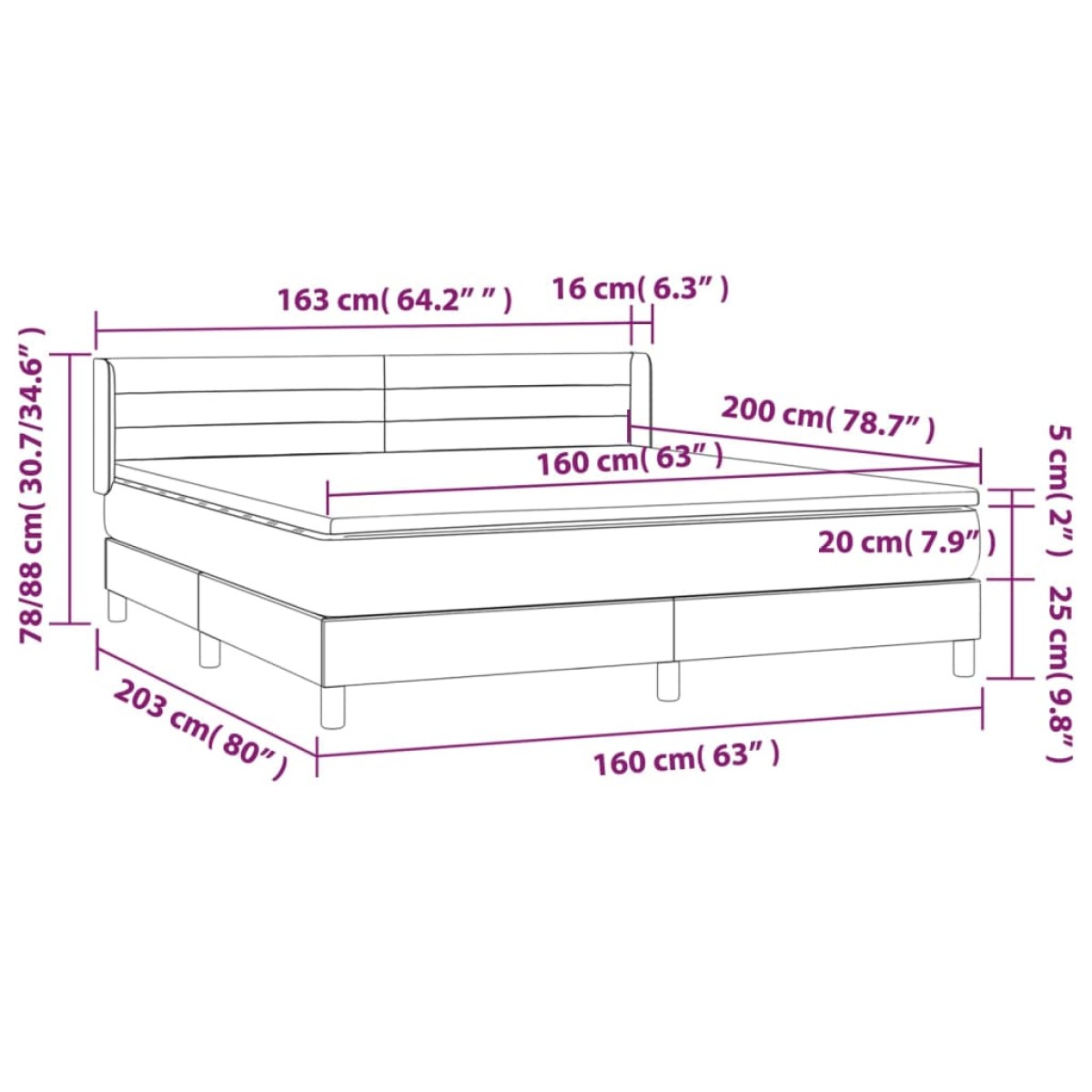 vidaXL Κρεβάτι Boxspring με Στρώμα Taupe 160x200 εκ. Υφασμάτινο