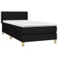 vidaXL Κρεβάτι Boxspring με Στρώμα Μαύρο 90x190 εκ.Υφασμάτινο
