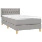 vidaXL Κρεβάτι Boxspring με Στρώμα Ανοιχτό Γκρι 90x200 εκ. Υφασμάτινο