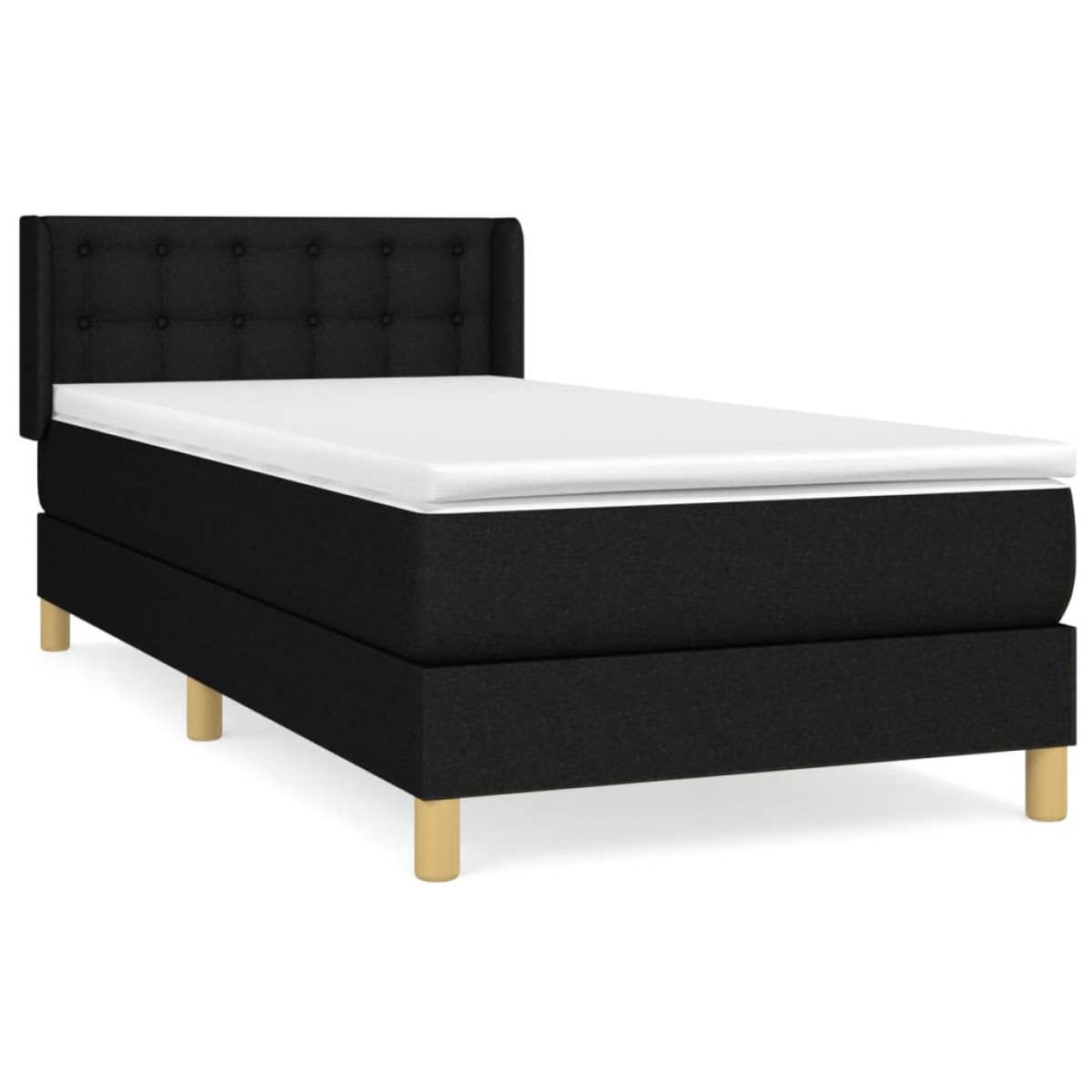 vidaXL Κρεβάτι Boxspring με Στρώμα Μαύρο 90x200 εκ. Υφασμάτινο
