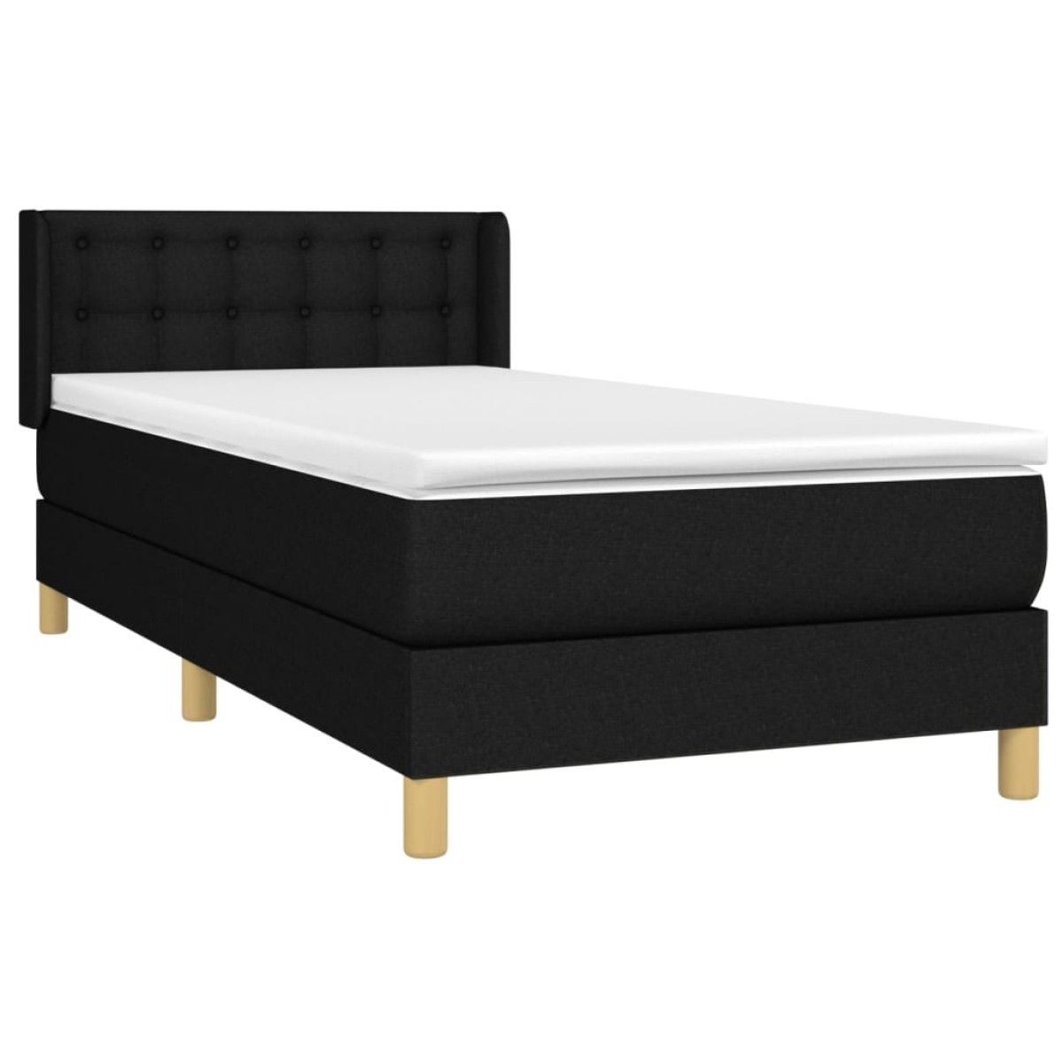 vidaXL Κρεβάτι Boxspring με Στρώμα Μαύρο 90x200 εκ. Υφασμάτινο